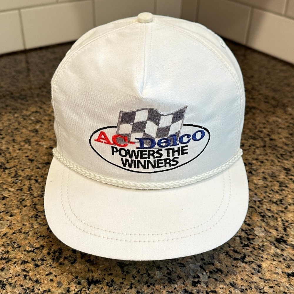 Vtg AC-Delco Powers The Winners Hat Snapback White Made in USA